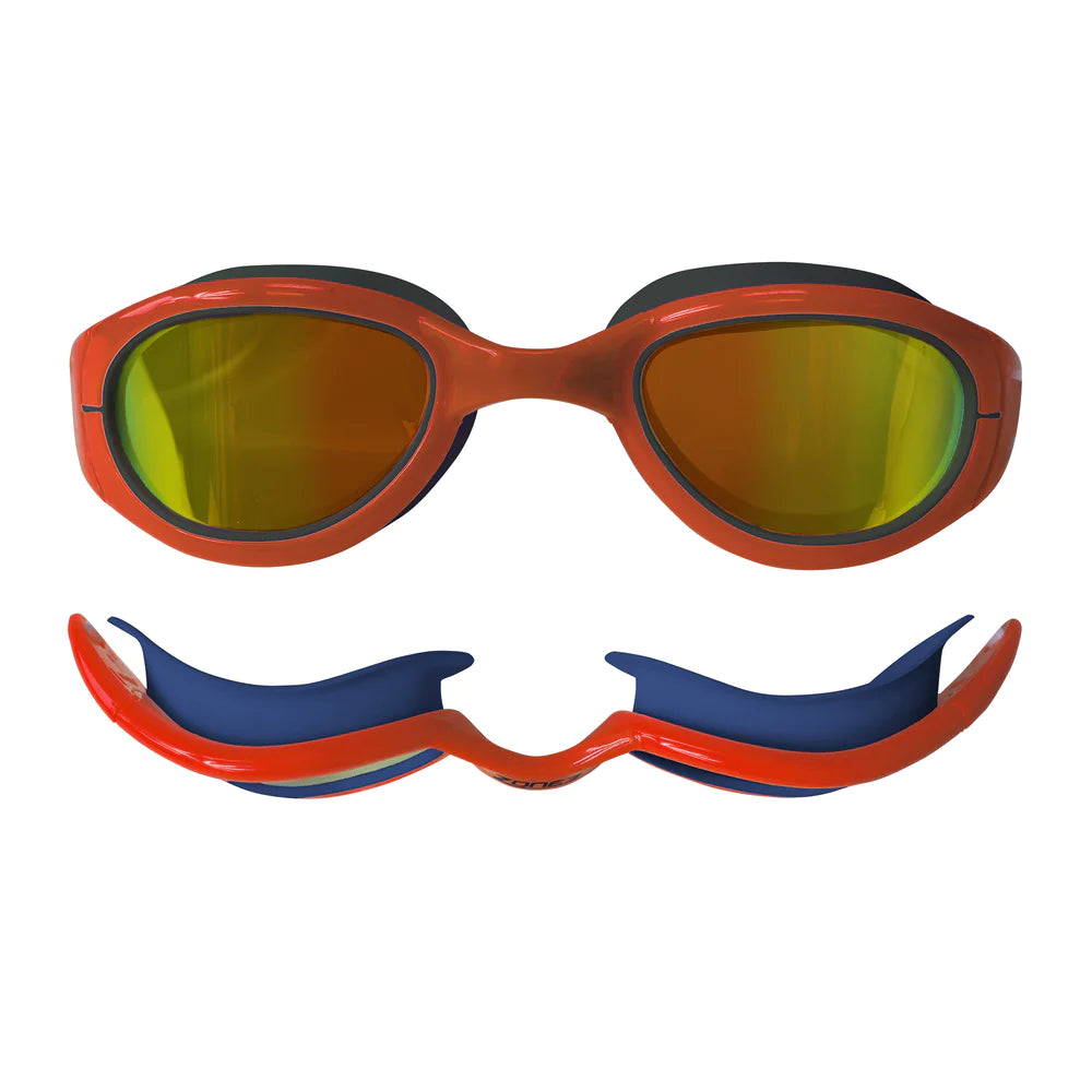 Zone3 Attack Polarised Mirrored Lens Swimming Goggles |  Navy/Orange showing Eye cup profile