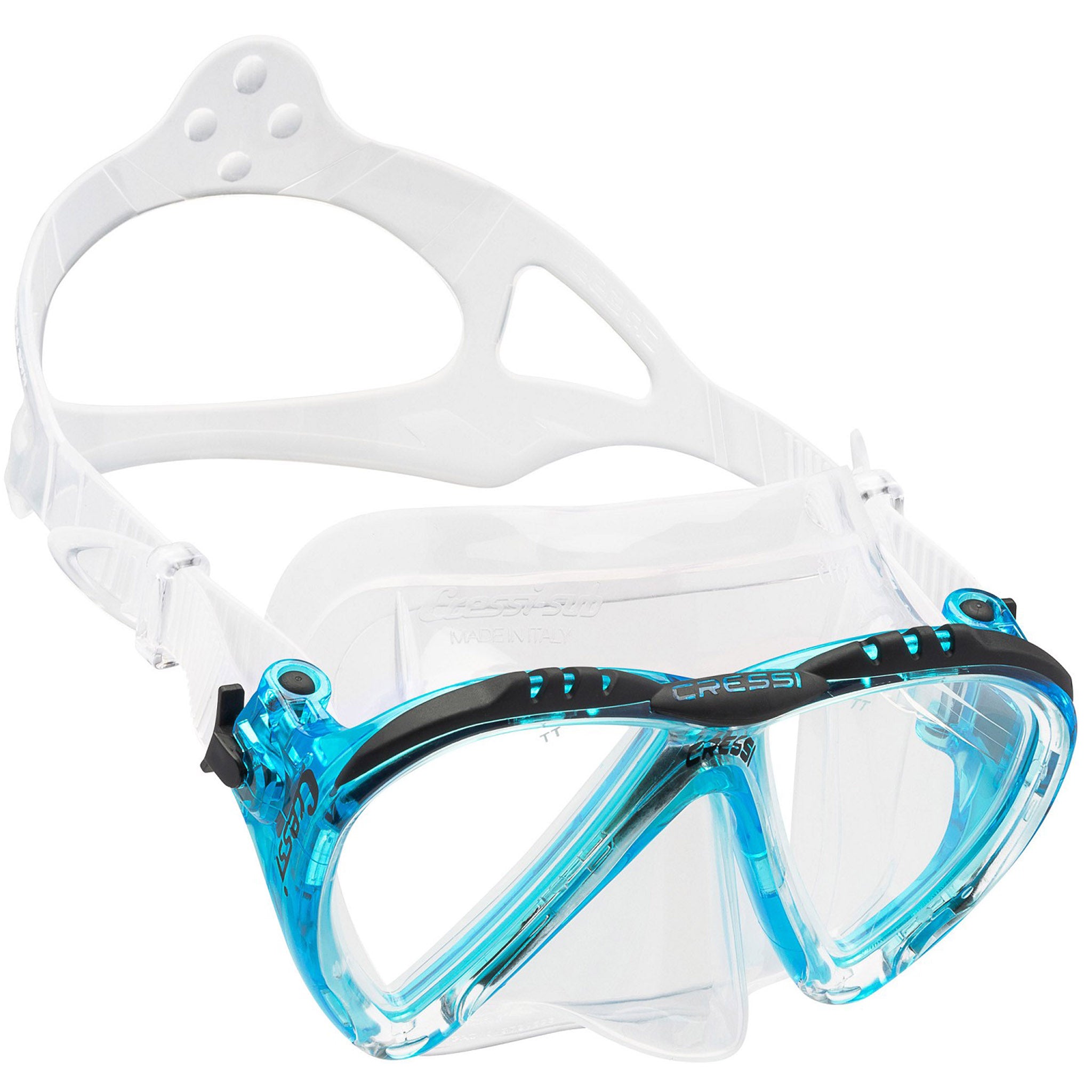 Cressi Lince Diving and Snorkelling Mask | White/Aquamarine