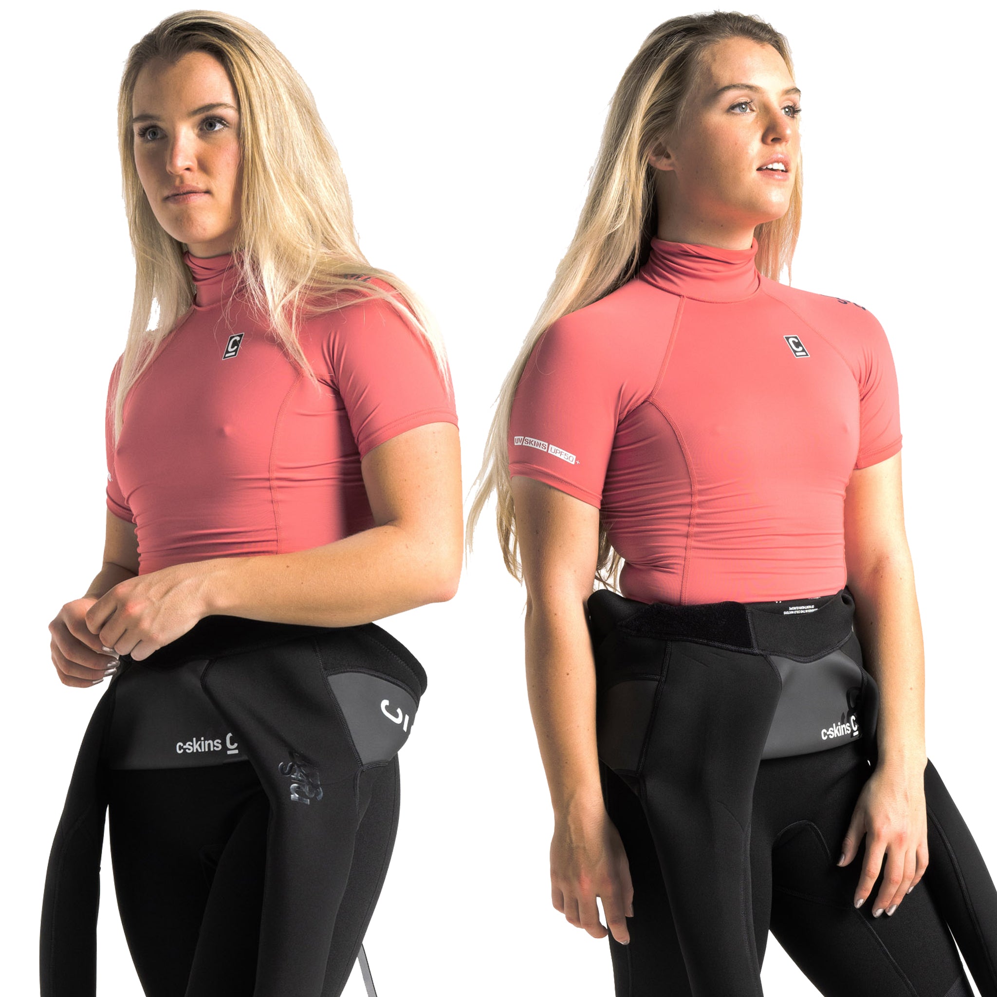 C-Skins UV Skins Rash X Women's Turtle Neck Short Sleeved Rash Vest | Sides