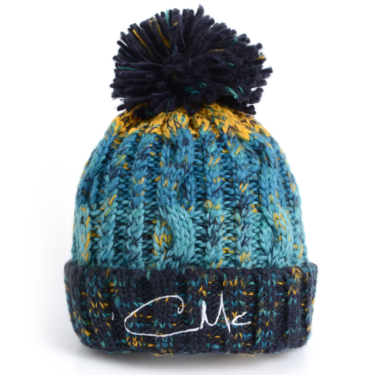 Charlie McLeod Knitted Beanie Bobble Hat | Marine