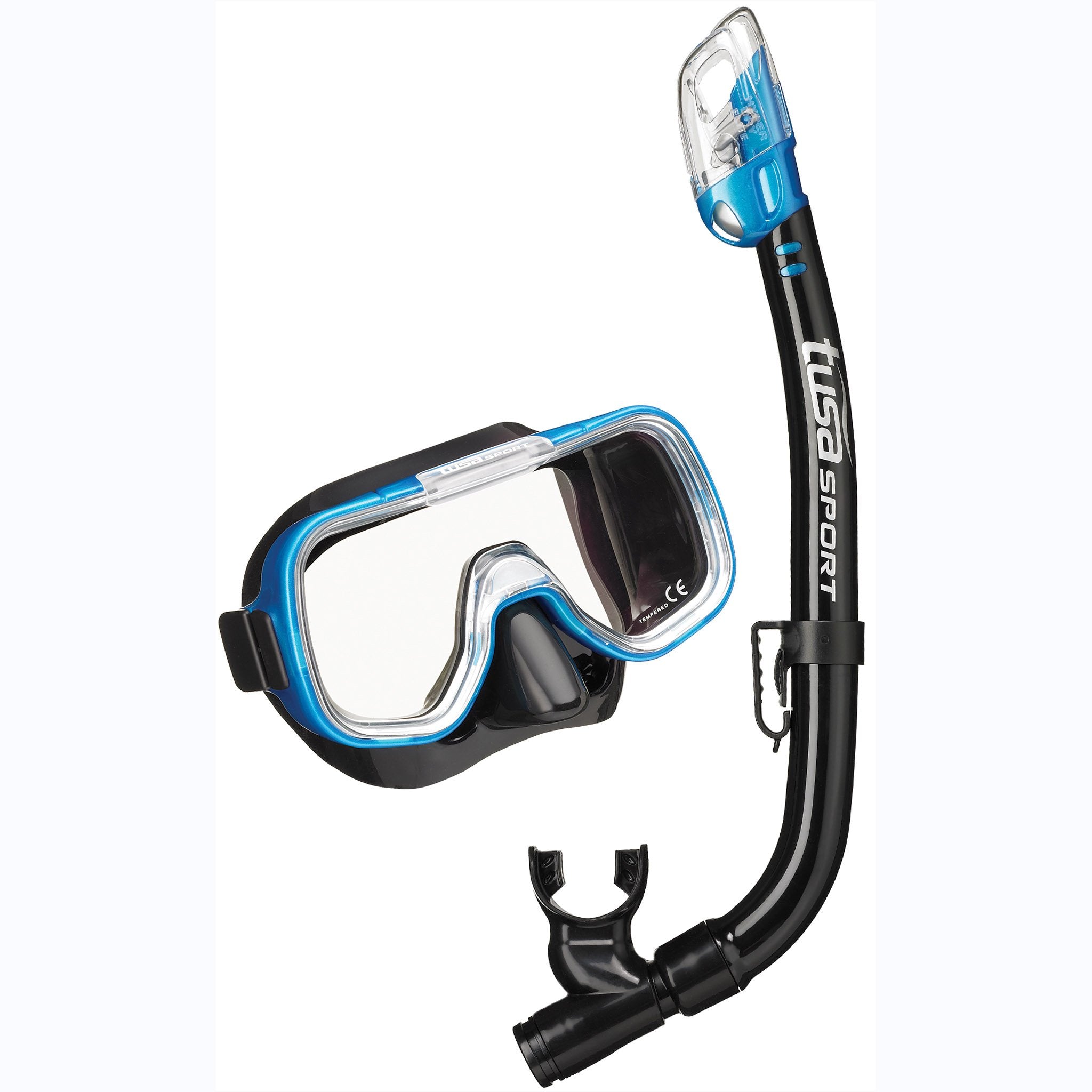 Tusa Mini-Kleio Mask & Dry Snorkel Set - Black Fishtail Blue