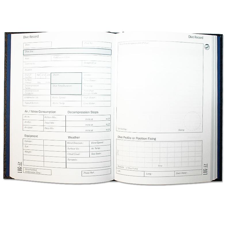 Log-It Hardback Diving Logbook Open