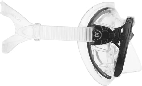 Cressi Big Eyes Evo Mask | Side view showing the angle of the lenses and mask clip adjusters