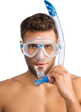 Cressi Marea & Gamma Snorkel Combo | Clear Blue Modelled front view