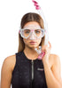 Cressi Marea Combo Mask | Clear Pink Modelled showing front view with Gamma Snorkel attached on the Left hand side