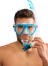 Cressi Ocean Mask & Gamma Combo Aquamarine | Modelled showing front view with snorkel on the Left hand side