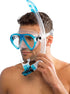 Cressi Ocean Mask & Gamma Combo Aquamarine | Modelled showing side view with snorkel on the Left hand side