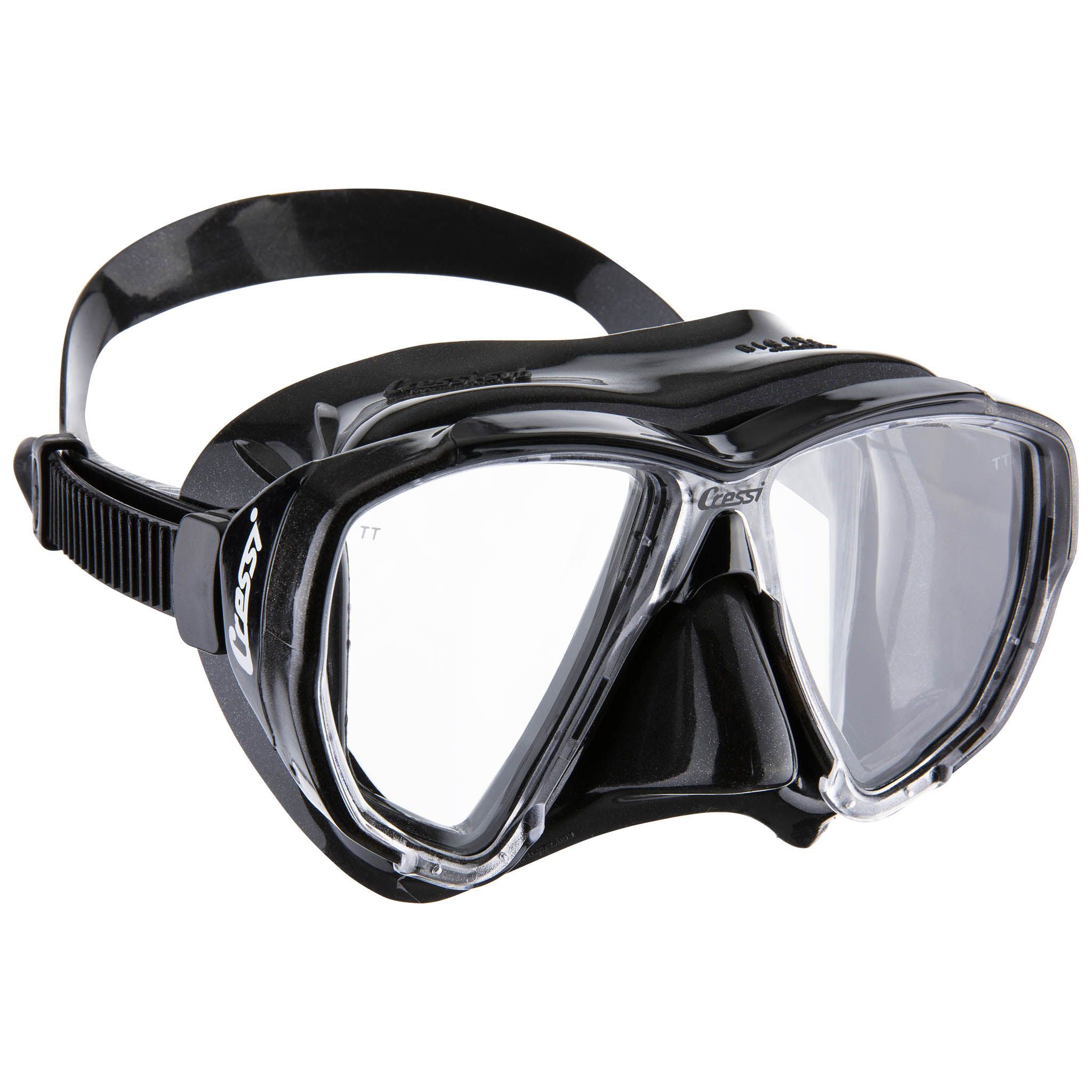 Cressi Big Eyes Mask Black Silicone | Angled view
