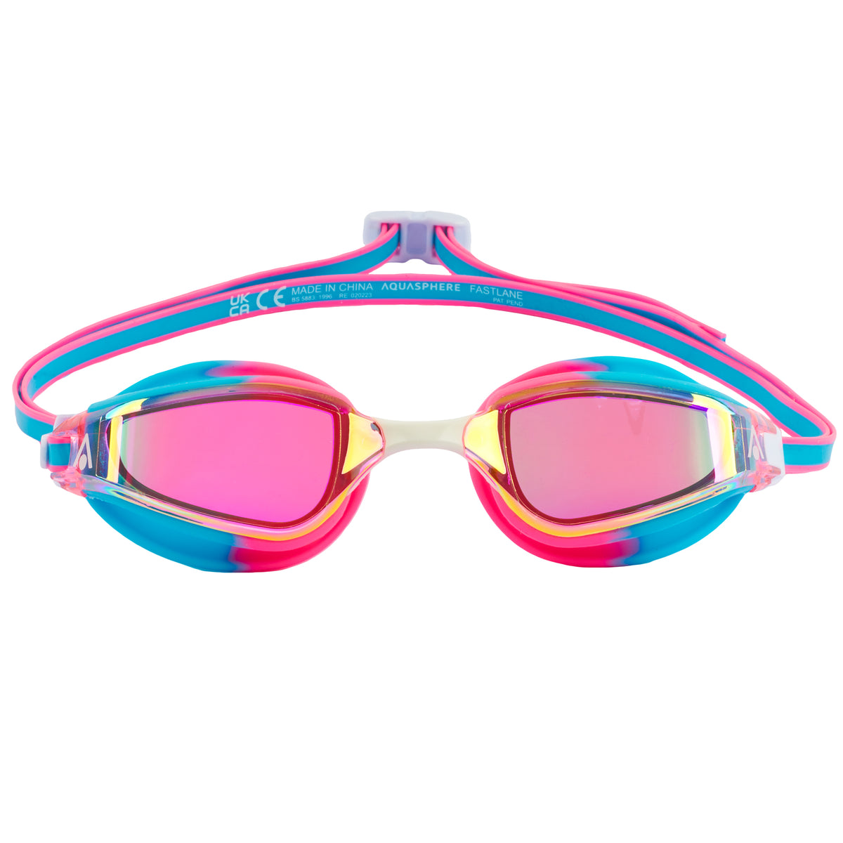 Aquasphere Fastlane Goggles LTD EDITION Pink Iridescent Mirrored Lenses Front