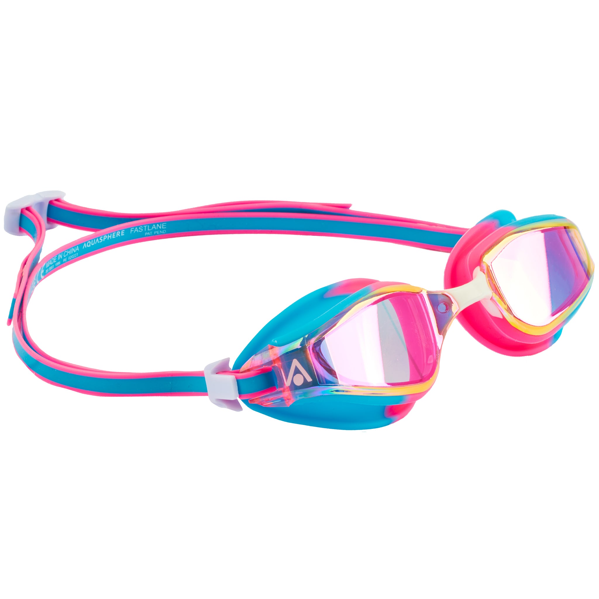 Aquasphere Fastlane Goggles LTD EDITION Pink Iridescent Mirrored Lenses Look Right