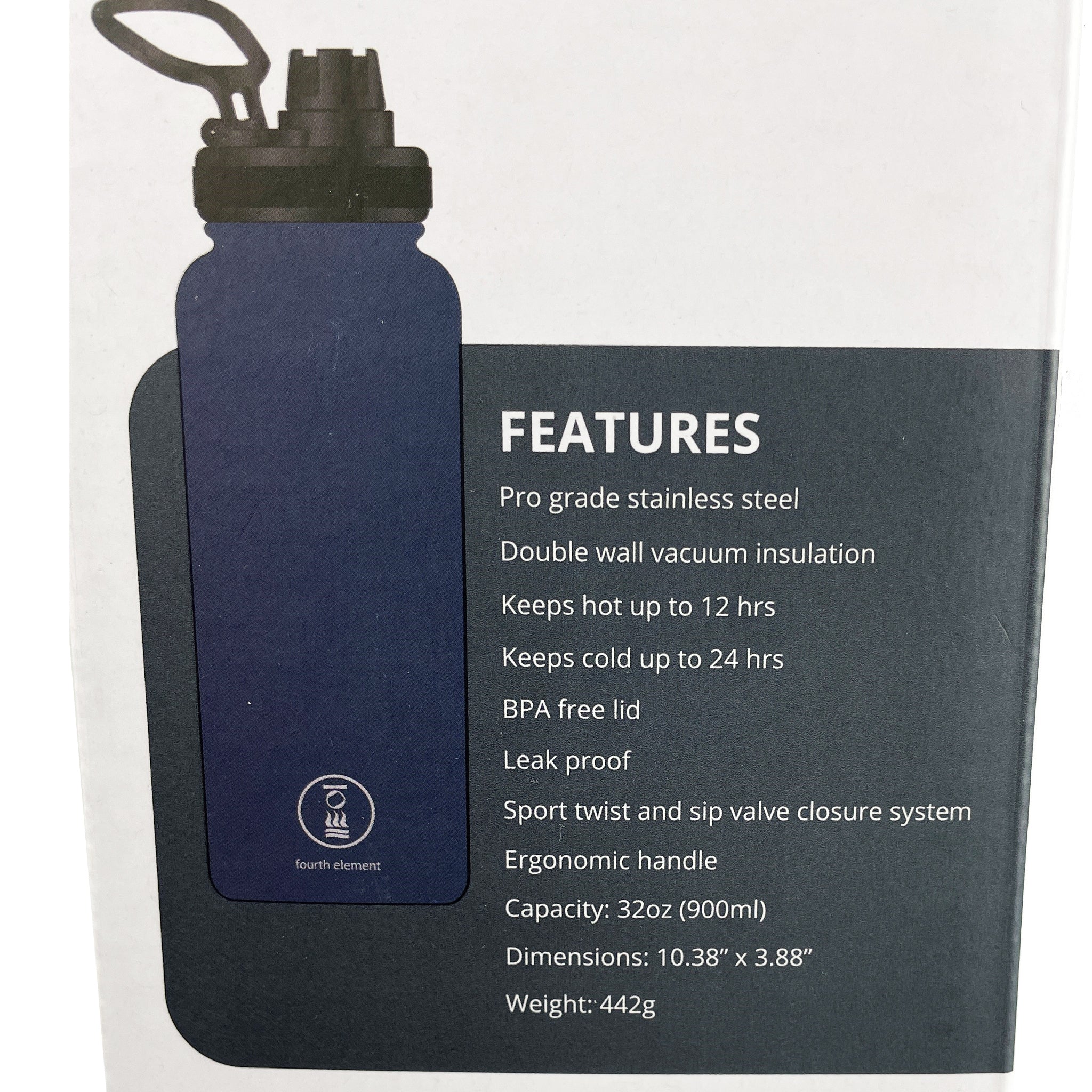 Fourth Element Gulper Water Bottle | Highlighting key features