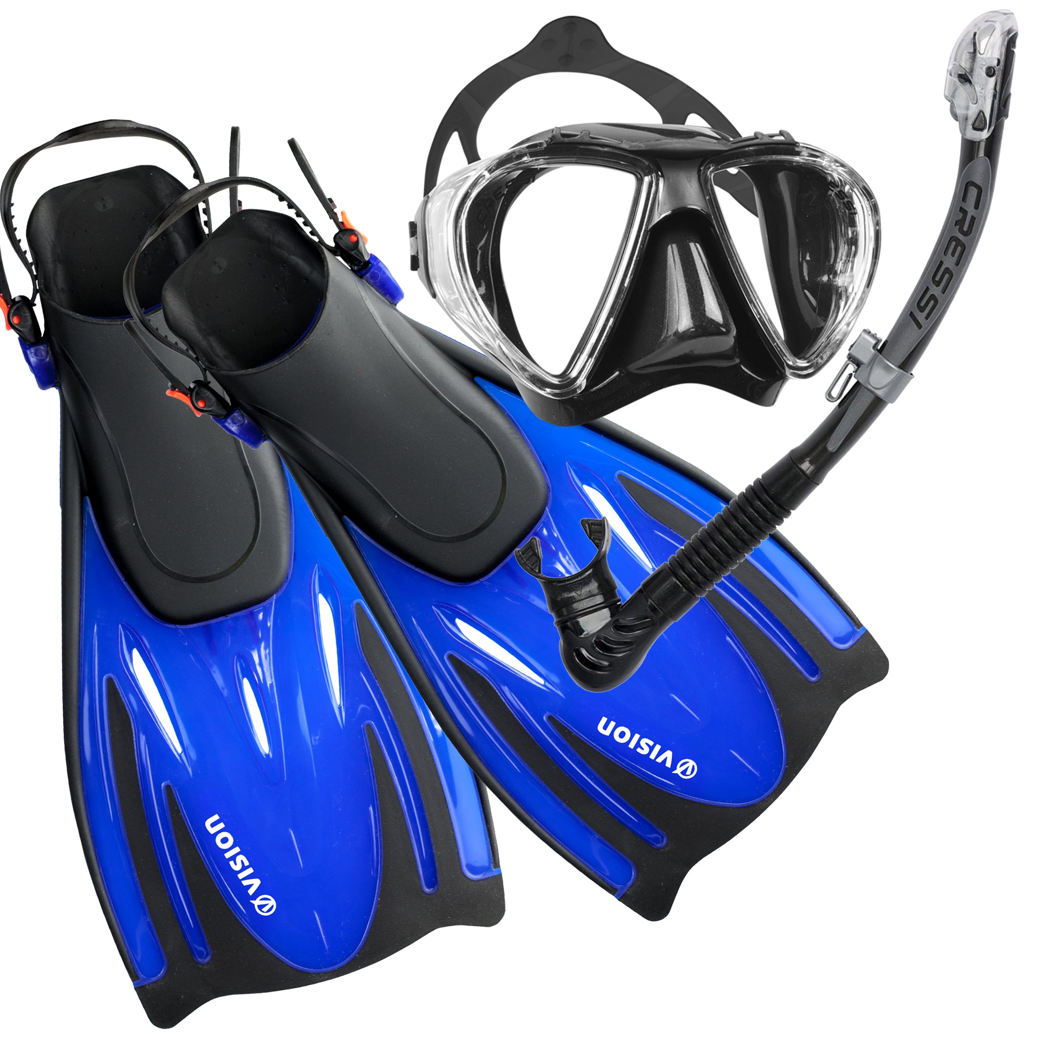 Lightweight Travellers Snorkelling Set | Blue/Black Combo