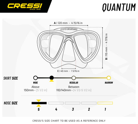 Cressi Quantum Mask Dimensions Graphic