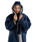 dryrobe Advance Long Sleeve | Navy/Grey modelled hood up