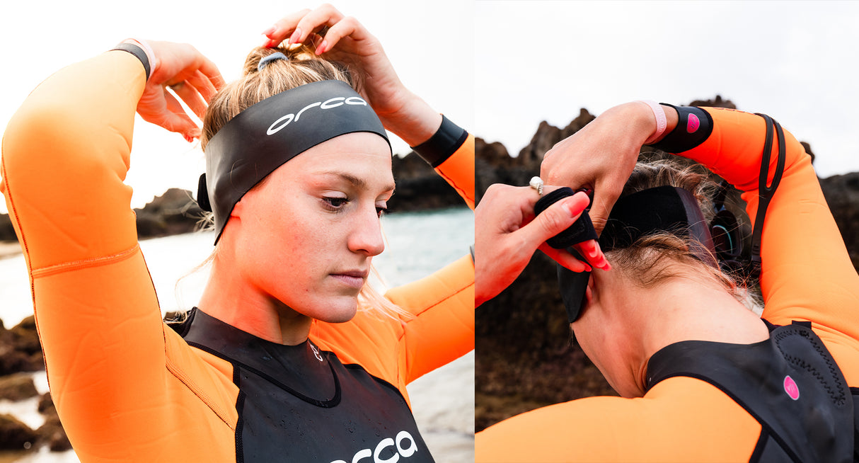 Orca Headband - Showing the velcro adjustment on the back of the head