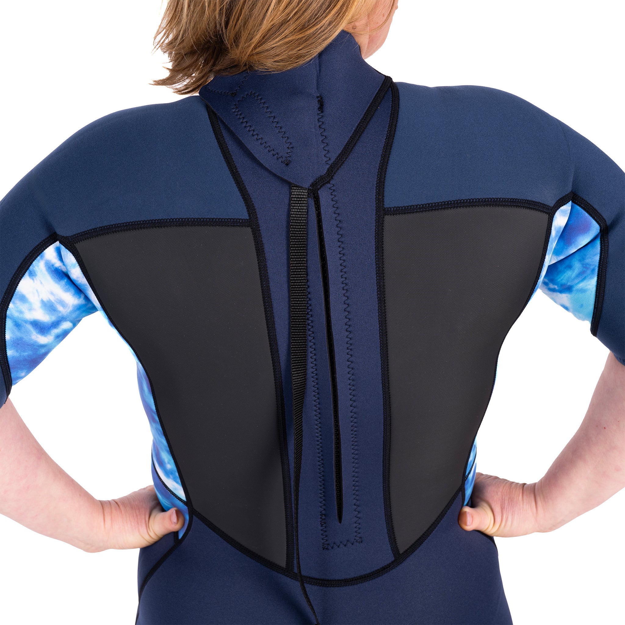Reefwear Elise 3/2mm Women's Shortie Wetsuit | Back Mesh panels and flatlock stitch detail