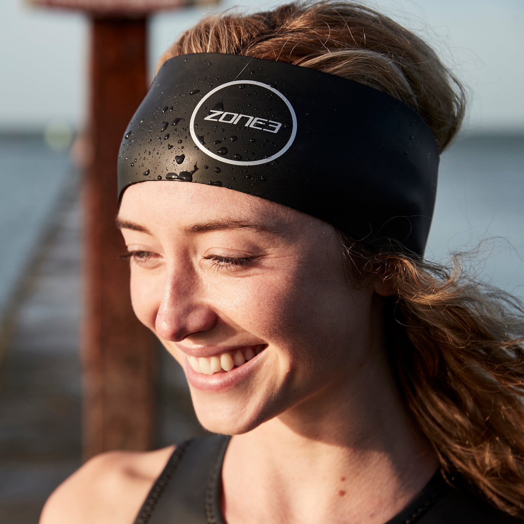 Zone3 Neoprene Swimming Headband in use