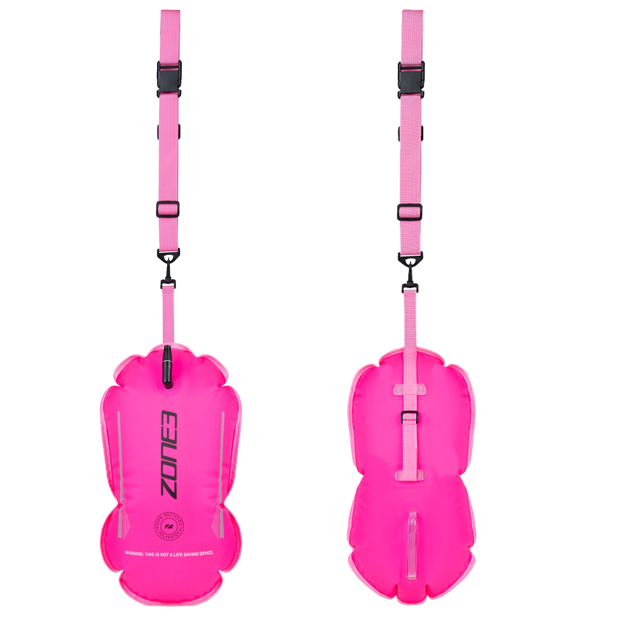 Zone3 Recycled Swim Safety Buoy Tow Float Pink | Front & Rear View