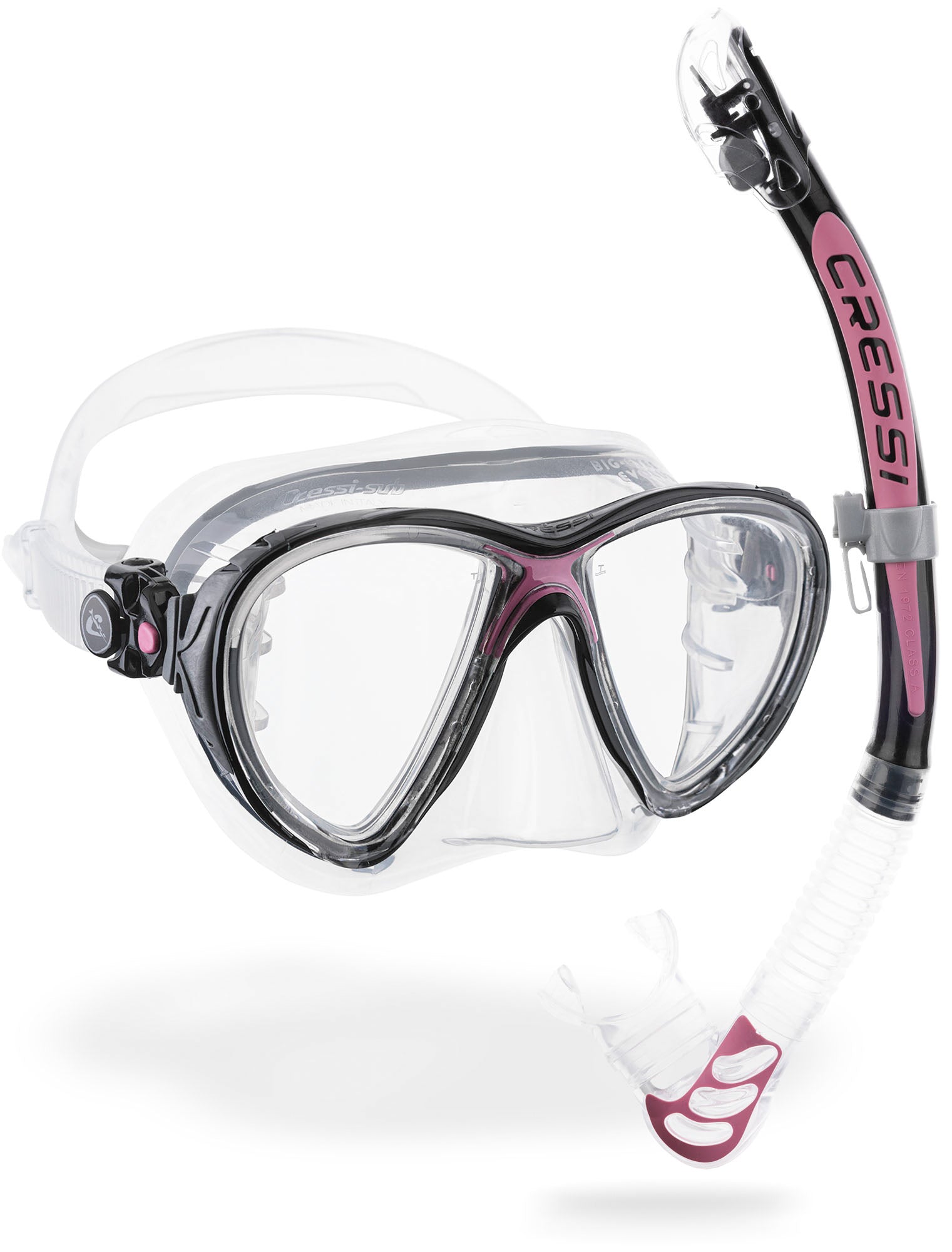 Cressi Big Eyes Evo Mask & Alpha Ultra Dry Snorkel | Black Pink