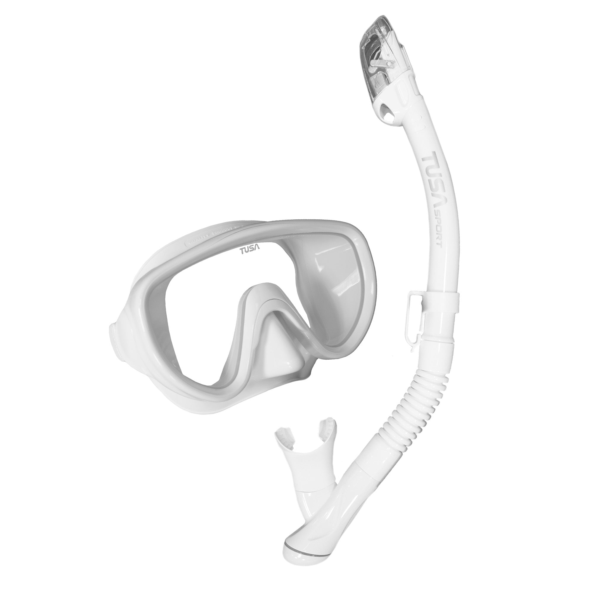 Tusa Serene Sport Mask & Elite Dry Snorkel Set All White