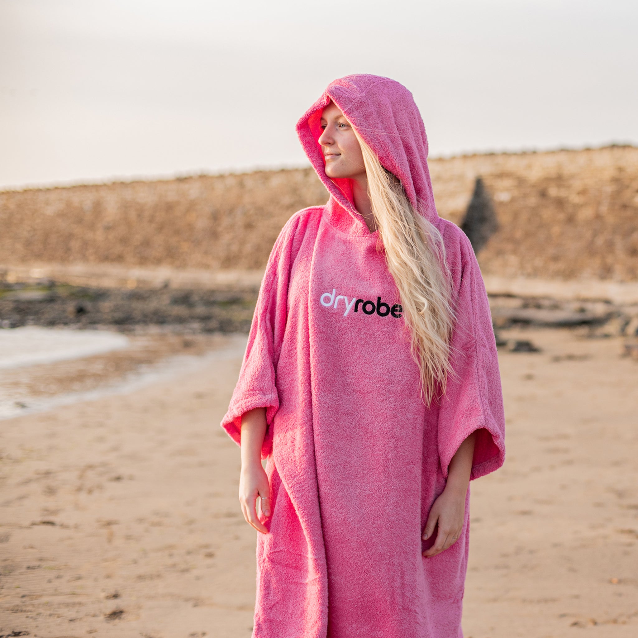 dryrobe Organic Cotton Adult Towel dryrobe Poncho | Pink