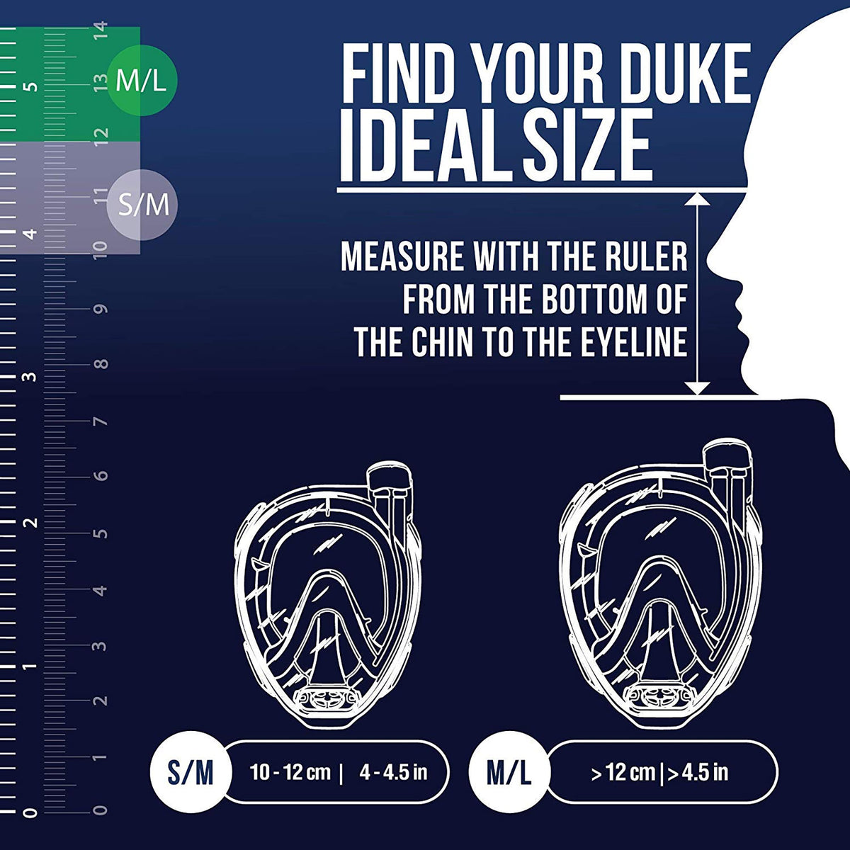 Cressi Baron Adult Full Face Snorkelling Mask | How to measure for size guide