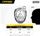 Cressi Baron Adult Full Face Snorkelling Mask | Dimensions Graphic