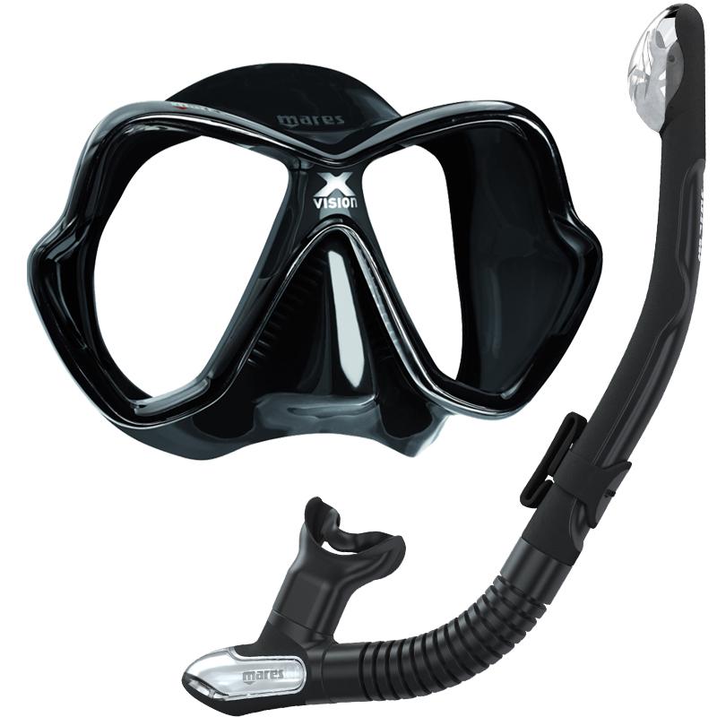 Mares X Vision Mask & Ergo Dry Snorkel Set | Black