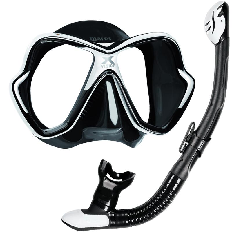 Mares X Vision Mask & Ergo Dry Snorkel Set | Black/White