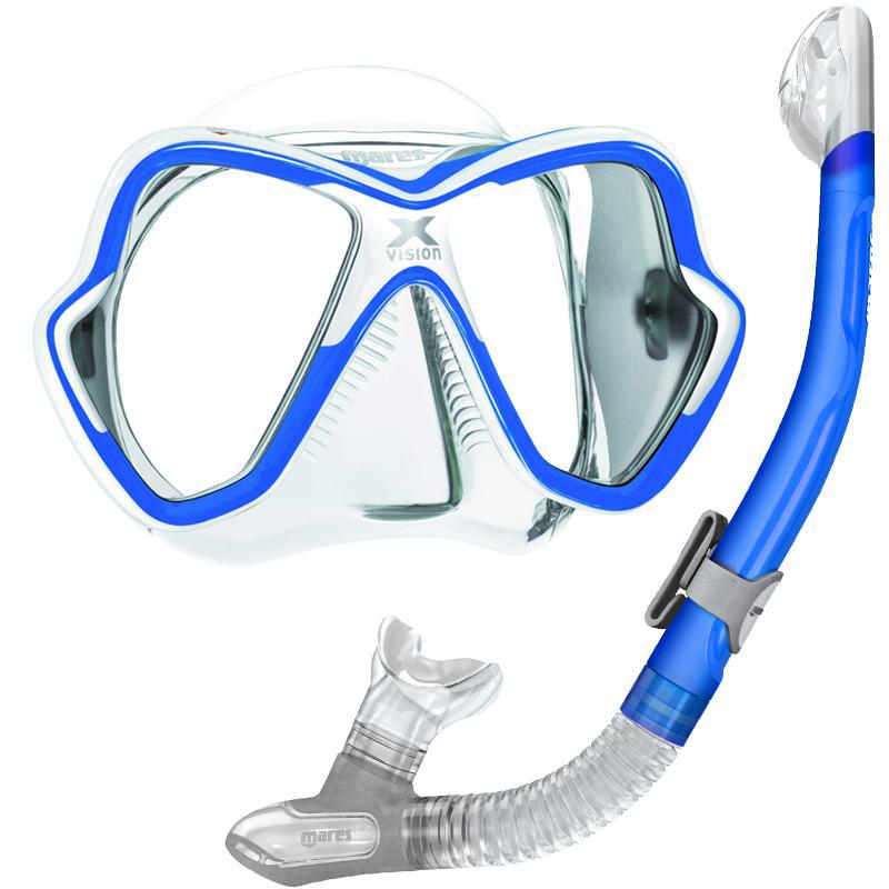 Mares X Vision Mask & Ergo Dry Snorkel Set | Blue