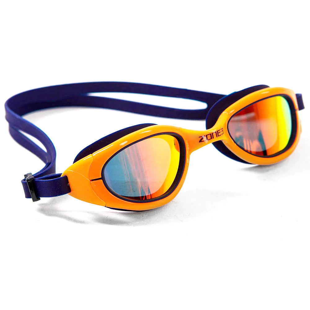 Zone3 Attack Polarised Mirrored Lens Swimming Goggles | Navy/Orange Right side