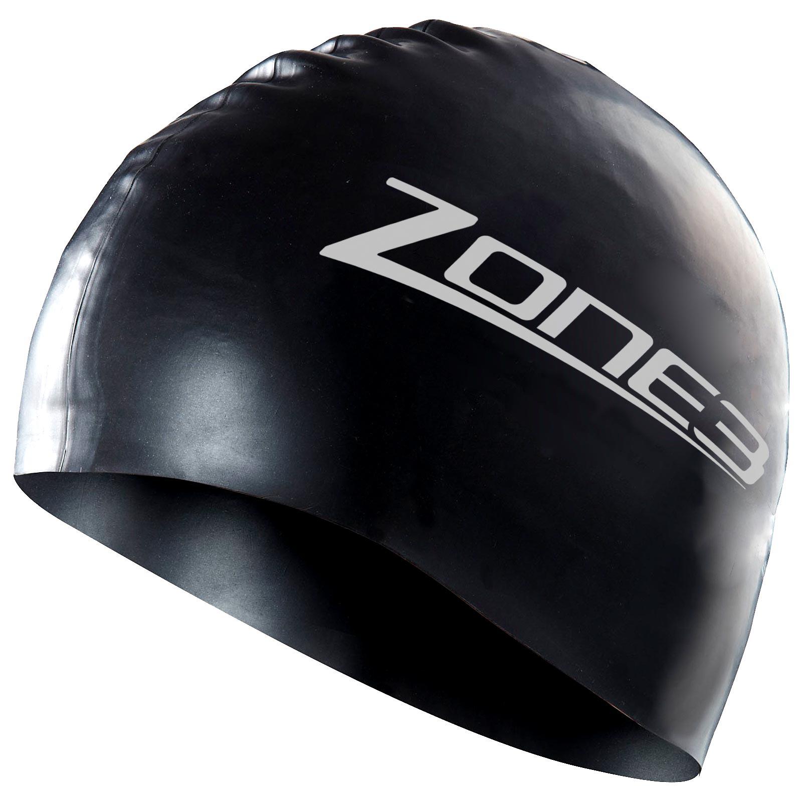Zone3 Silicone Swim Cap | Black/White