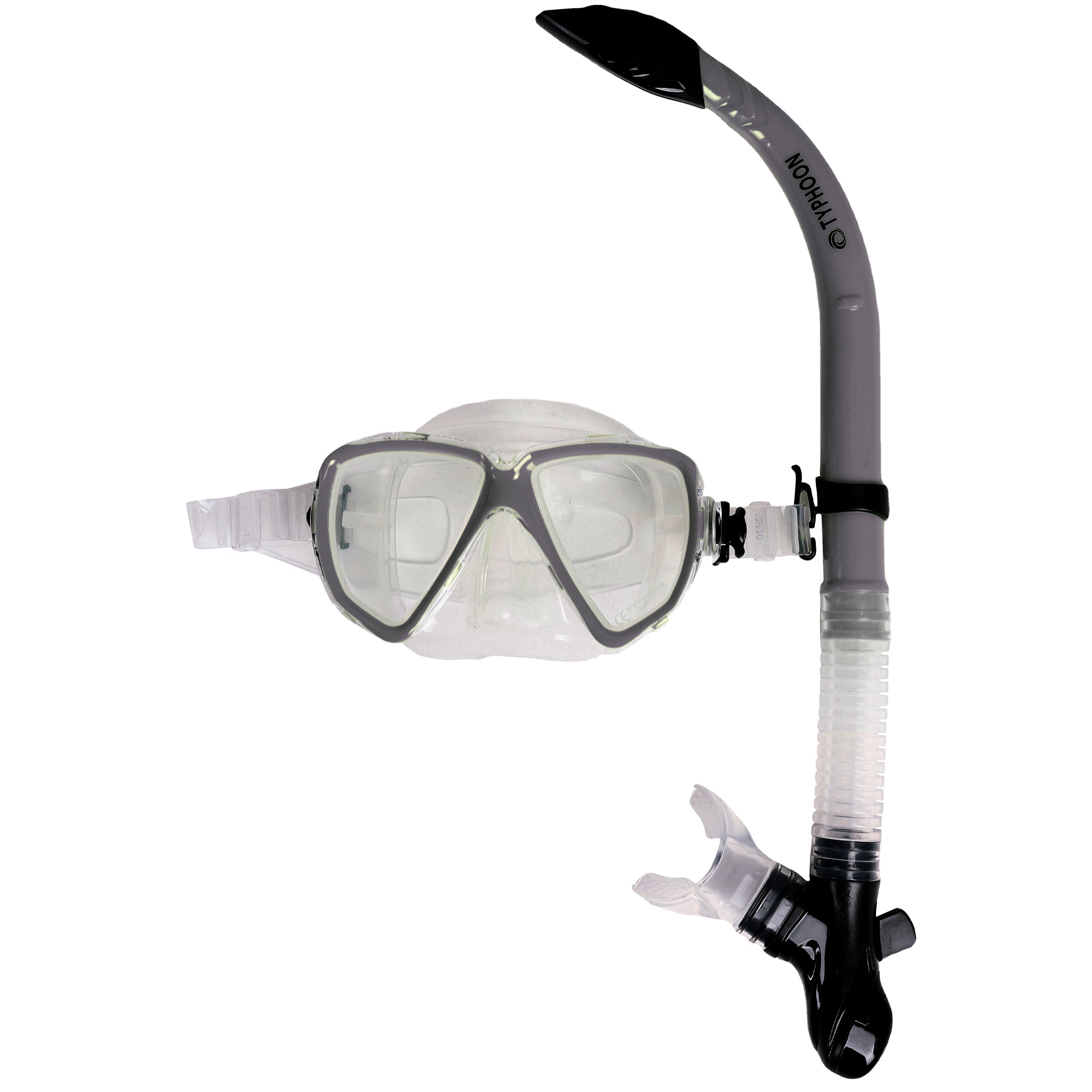 Typhoon Pro Mask & Eon Semi Dry Snorkelling Set | Silver Grey