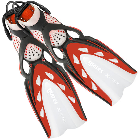 Mares X-Stream Scuba Diving Fins with Bungee Strap | Red