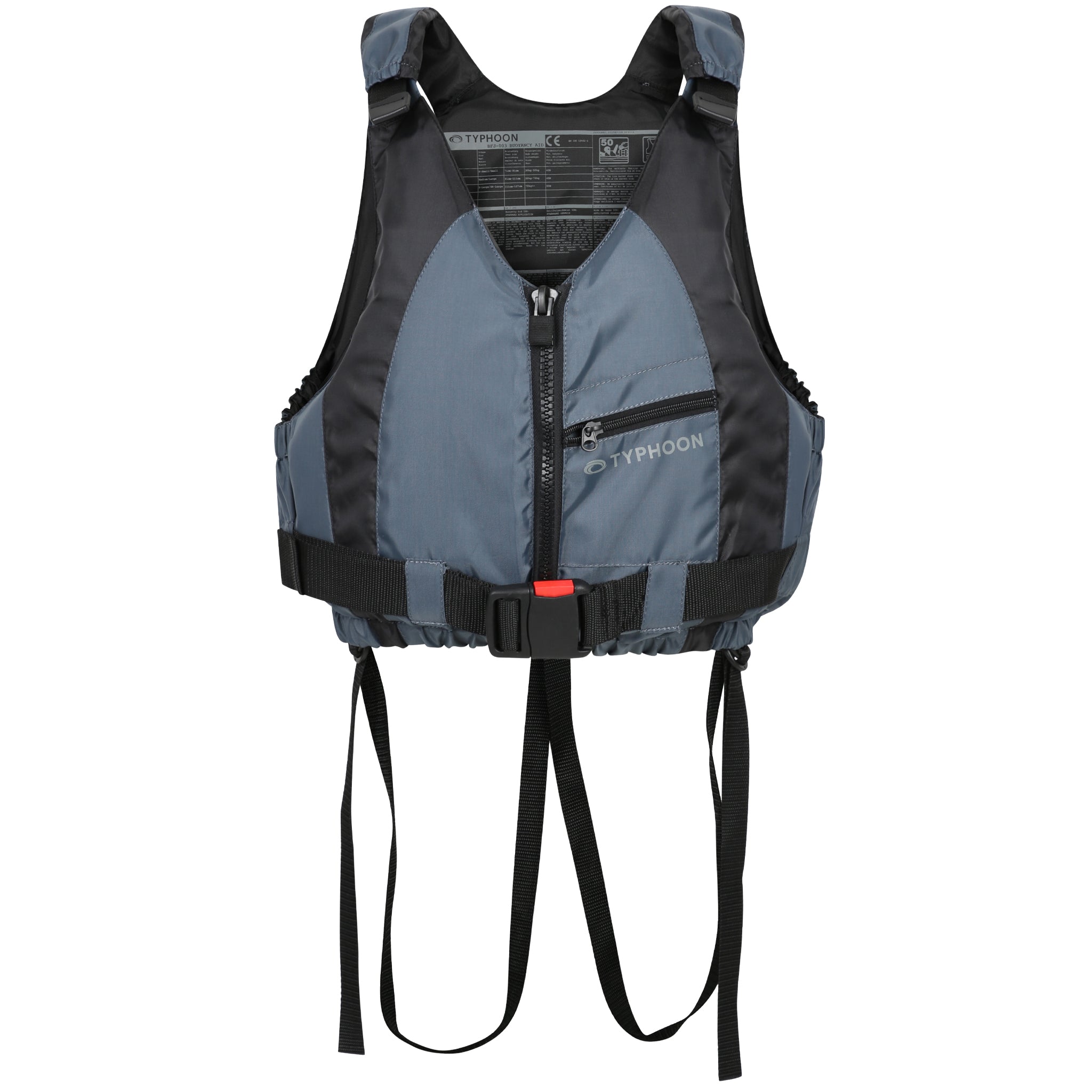 Typhoon Amrok 50N Buoyancy Aid | Graphite/Black - Front showing Crotch Straps
