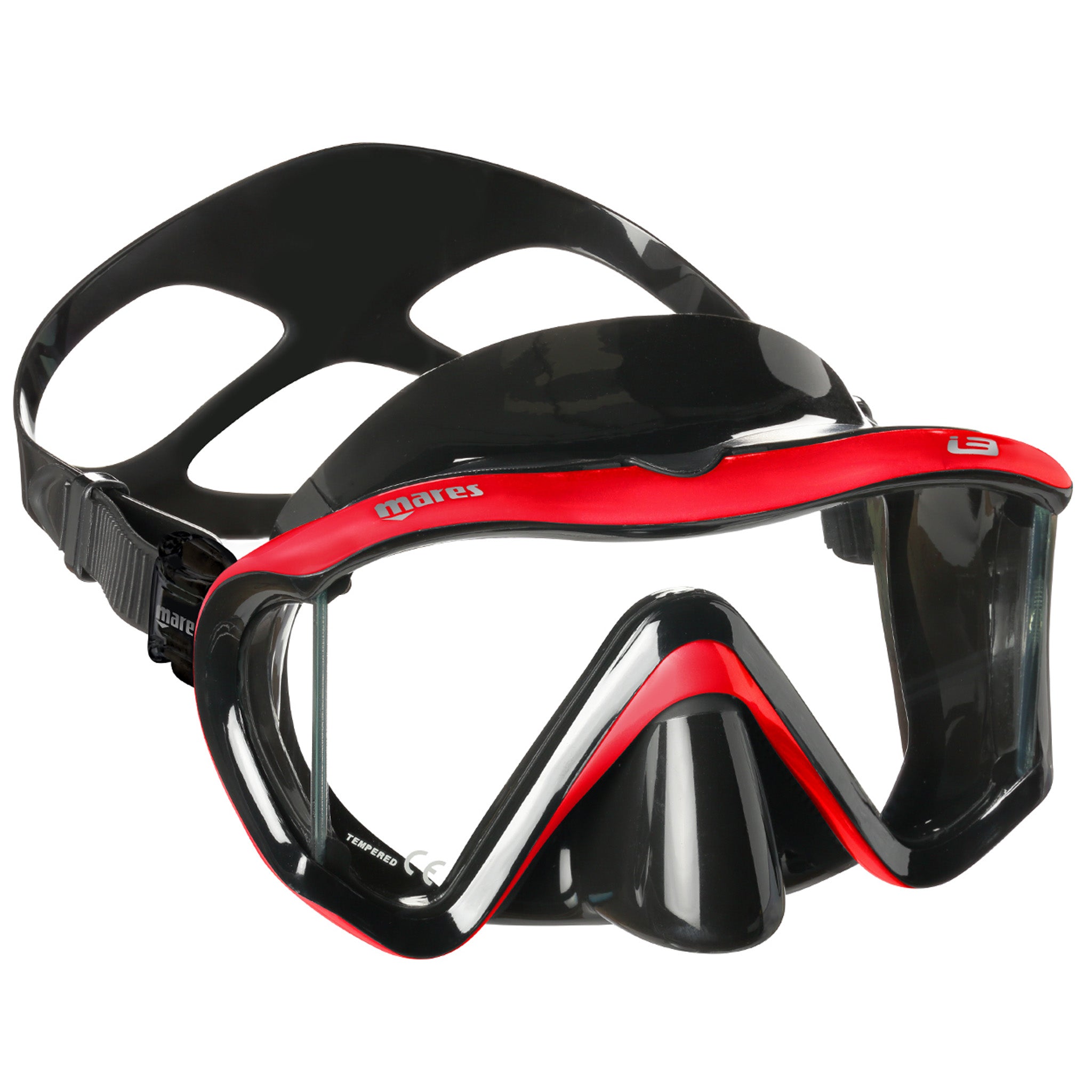 Mares i3 Mask for Scuba Diving and Snorkelling | Black/Red