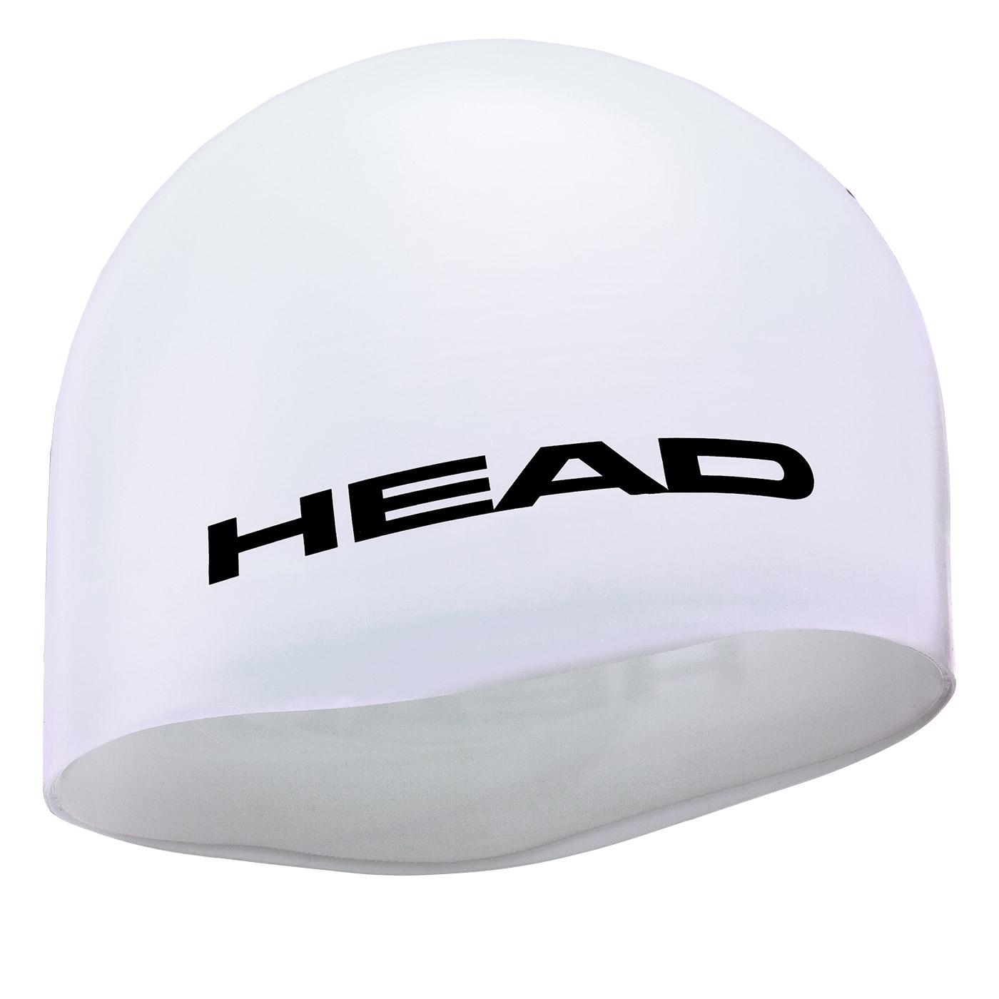 Head Moulded Silicone Swim Cap | White