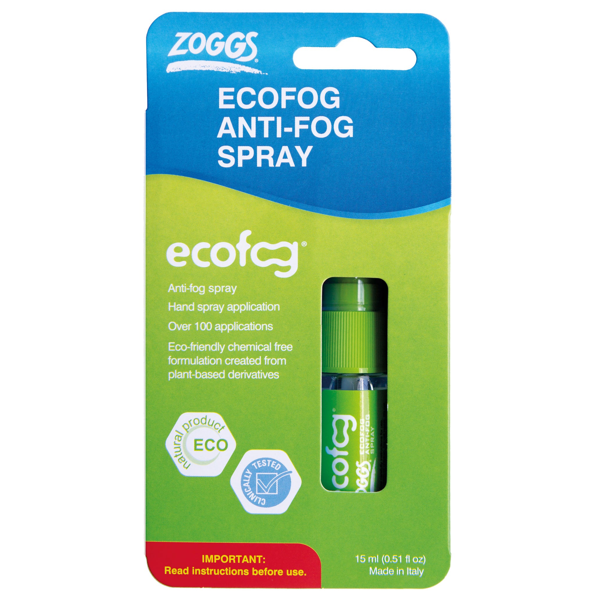 Zoggs ECOFog Anti Fog for Swimming Goggles in Packaging