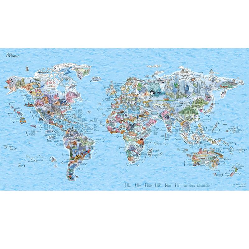 Awesome Maps World Dive Map 'Dive Bucket List'