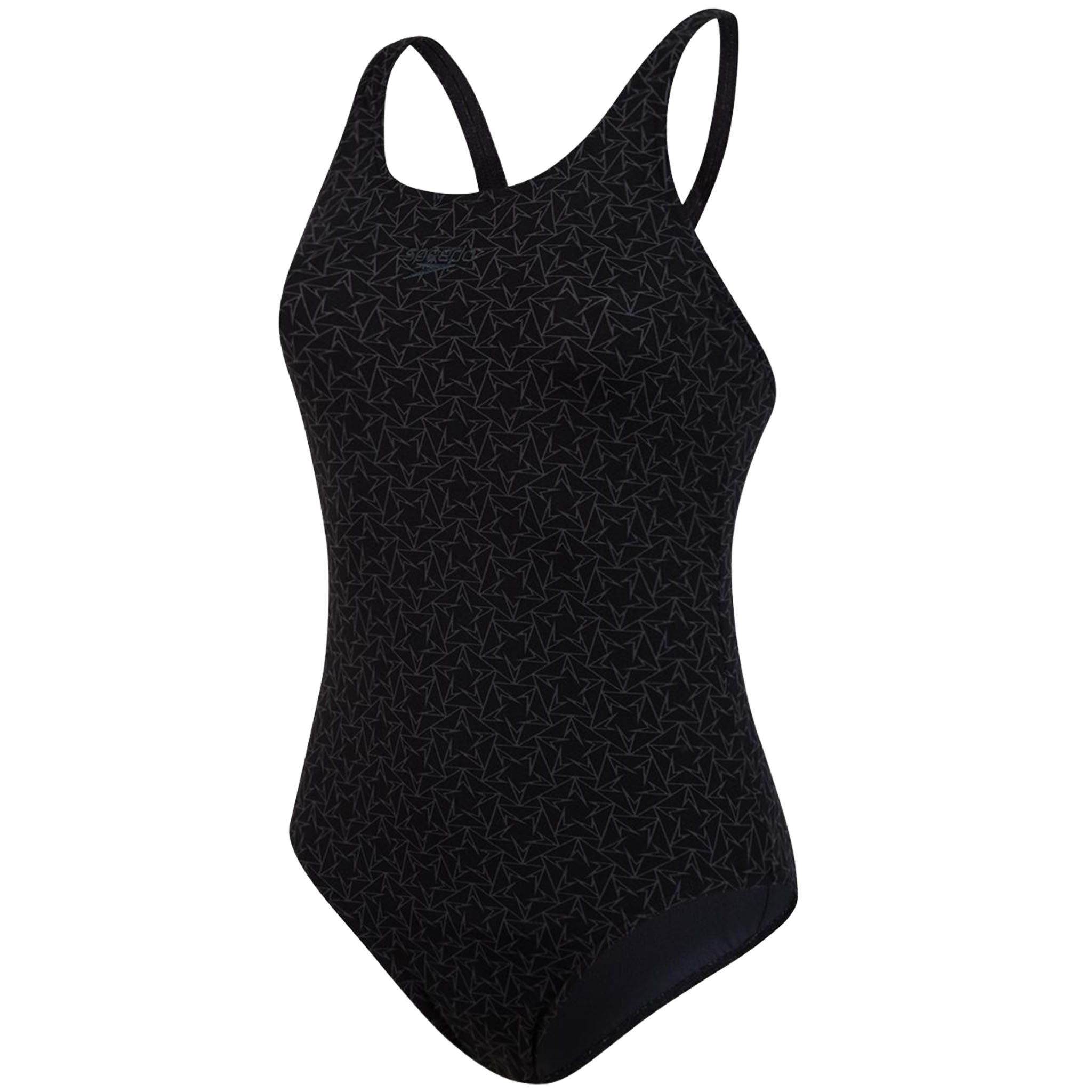 Speedo Boomstar Allover Muscleback Swimsuit - Black/Grey