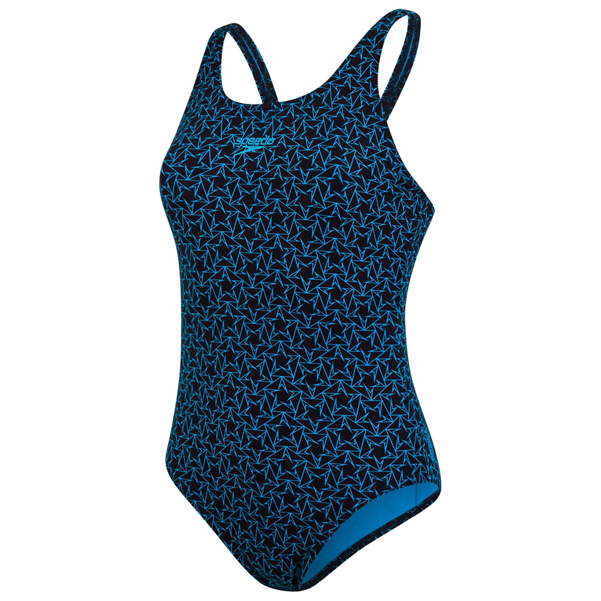 Speedo Boomstar Allover Muscleback Swimsuit - Navy/Blue Front Silhouette