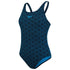 Speedo Boomstar Allover Muscleback Swimsuit - Navy/Blue Front Silhouette