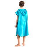 Robie Robes Junior Original Towelling Beach Changing Robe Poncho - Blue Atoll Back