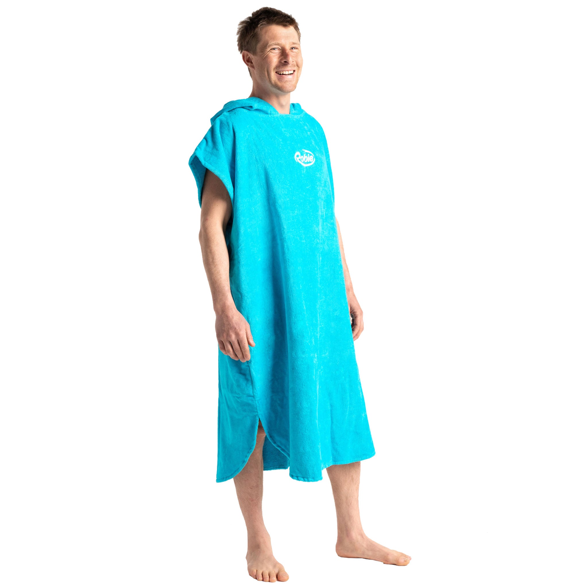 Robie Robes Original Towelling Beach Changing Robe Poncho - Blue Atoll Unisex design