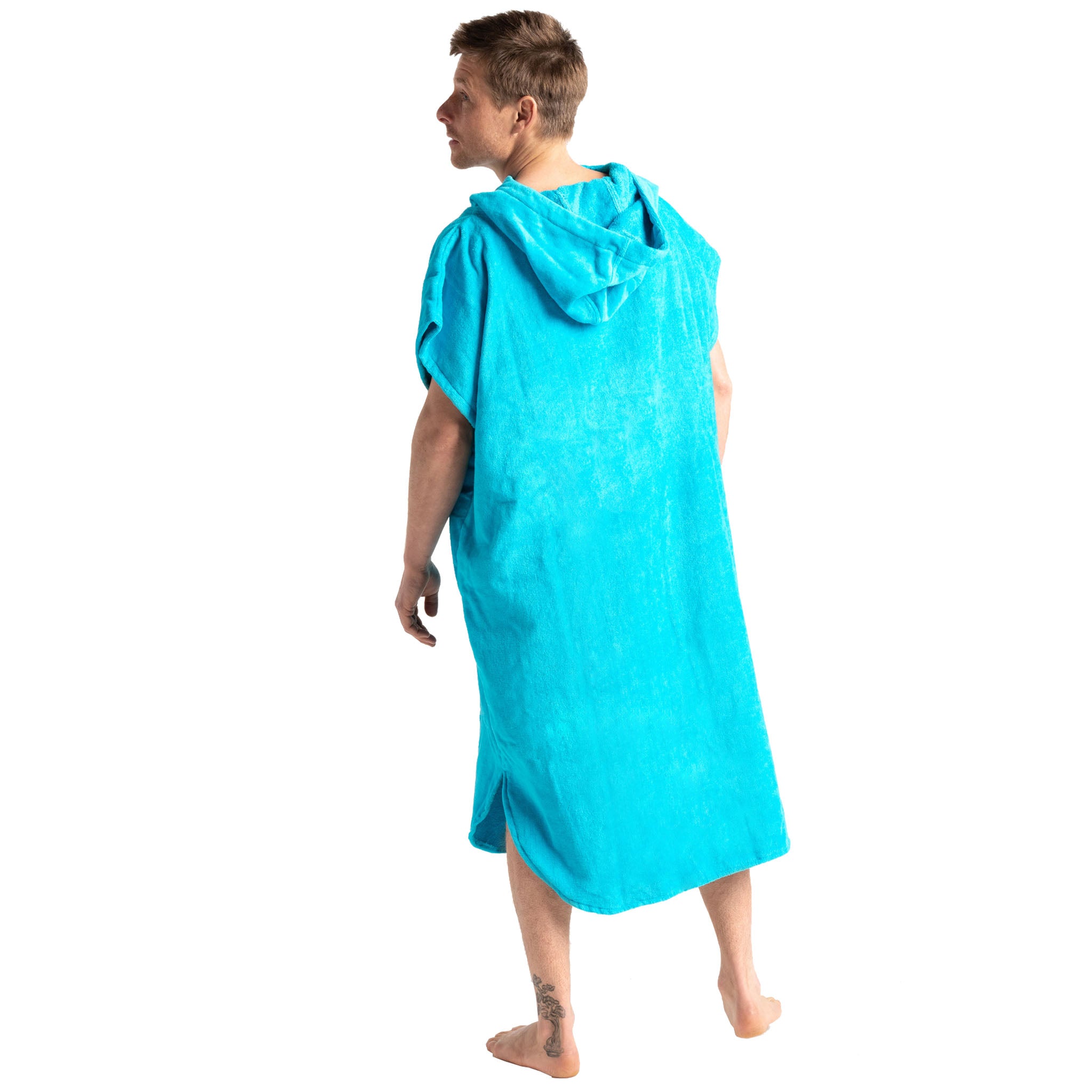 Robie Robes Original Towelling Beach Changing Robe Poncho - Blue Atoll Back