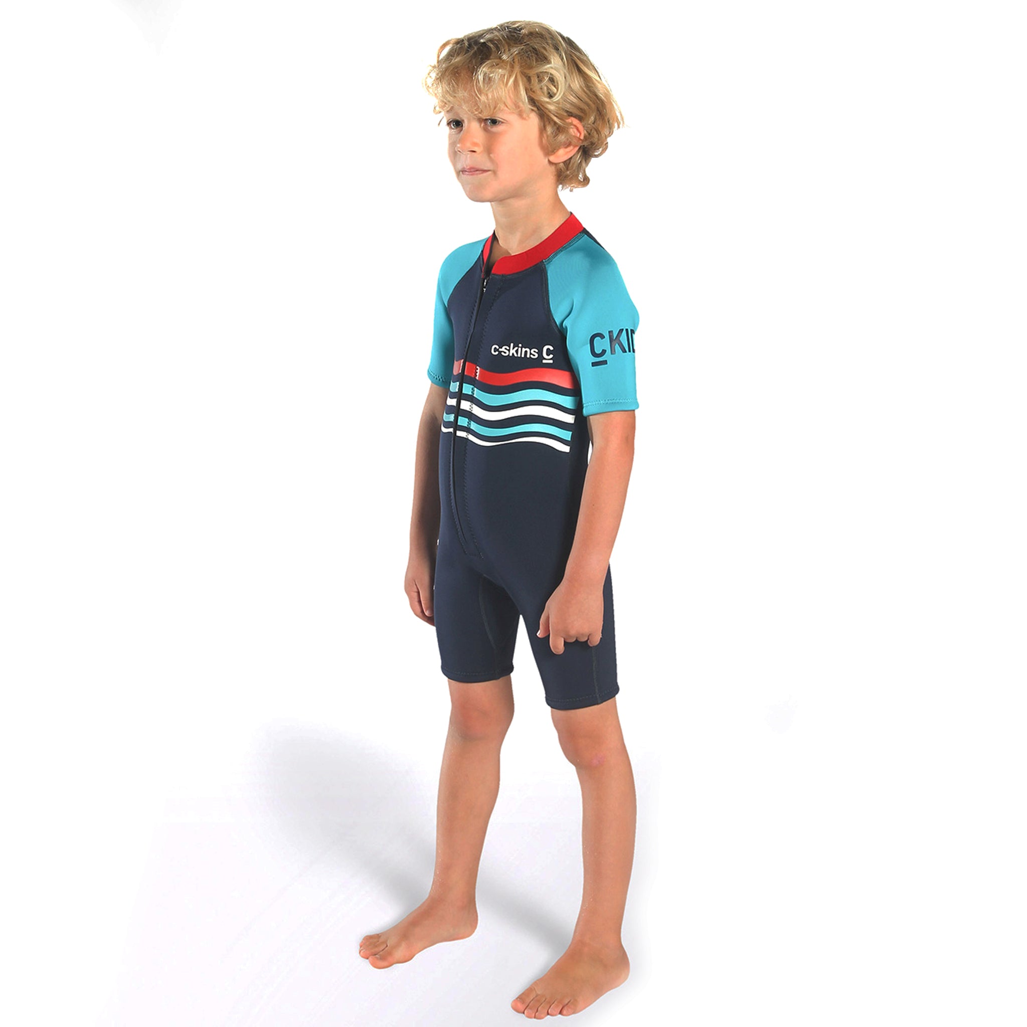 C-Skins Baby C-KID Waves Shortie Wetsuit Ink/Turquoise/Red
