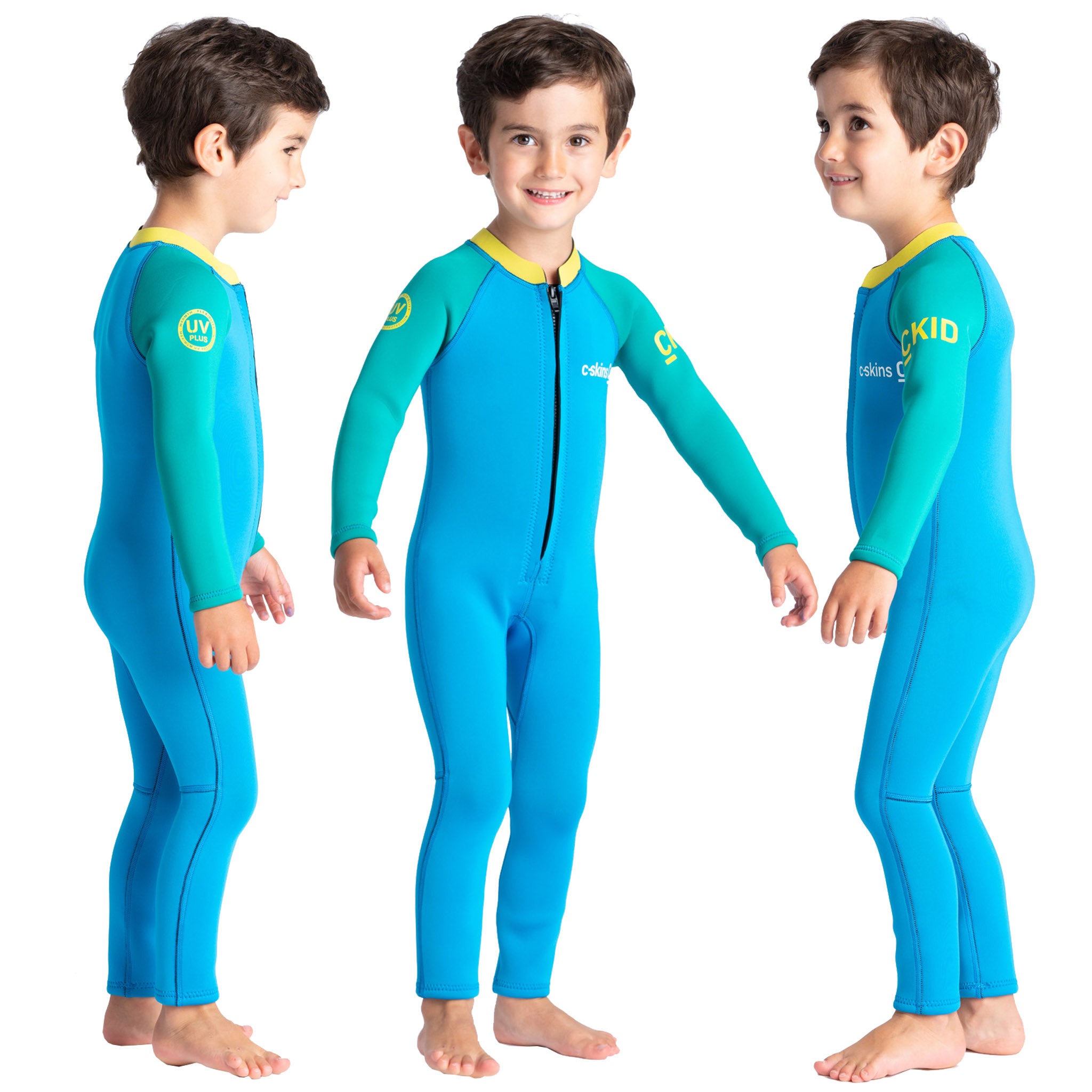 C-Skins Baby C-KID Steamer Wetsuit Cyan, Green, Yellow | Sides
