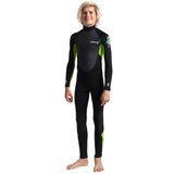 C-Skins Element Junior Boys & Girls 3/2mm Wetsuit in Black and Lime - Front