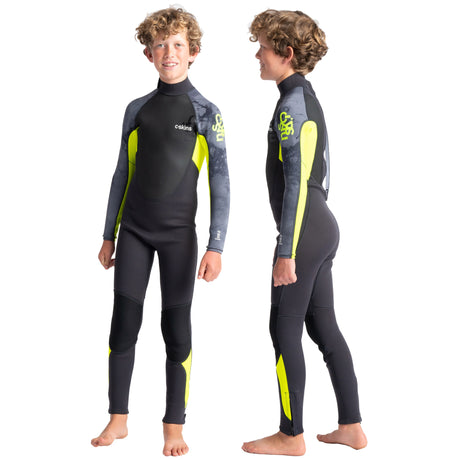 C-Skins Element Junior Unisex 3/2mm Steamer Wetsuit - Anthracite Yellow Black Tie Dye | Side