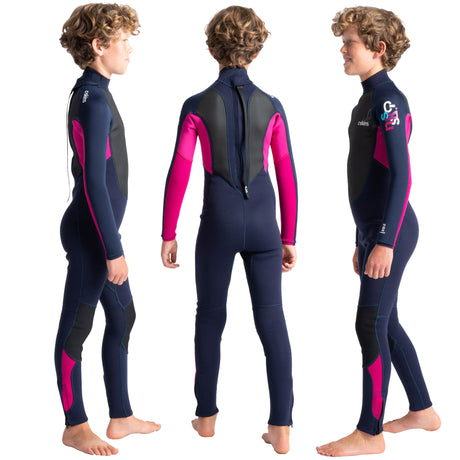 C-Skins Element Junior Unisex 3/2mm Steamer Wetsuit - Slate/Magenta/Multi | Views